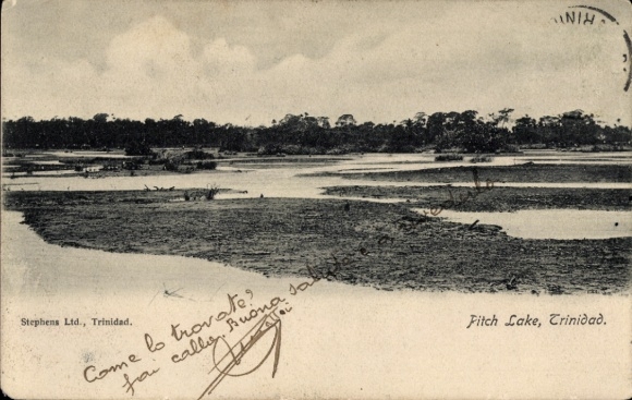 Postcard Trinidad BWI, Pitch Lake, Asphaltsee