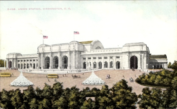 Postcard Washington DC USA, train station