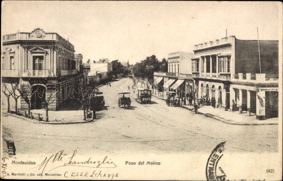 Postcard Montevideo Uruguay, Paso del Molino, street view,