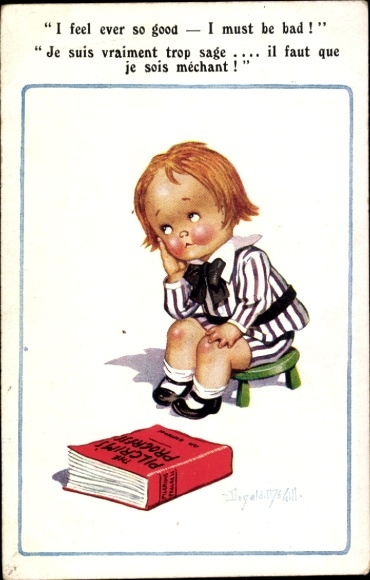 Artist Postcard McGill, D., Thoughtful Child, Book