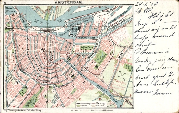 City map Postcard Amsterdam North Holland Netherlands, Buiten Amstel