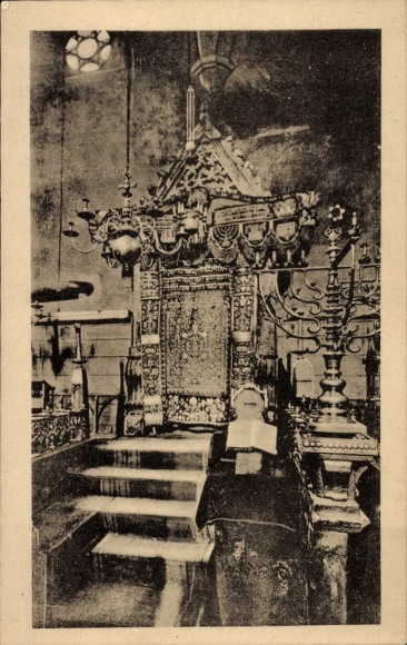 Judaika Postcard Praha Prague Czech Republic, Main Altar, Old-New Synagogue