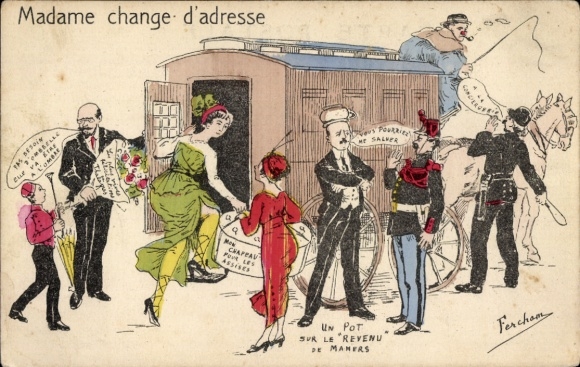 Artist Postcard Fercham, Madame change of address