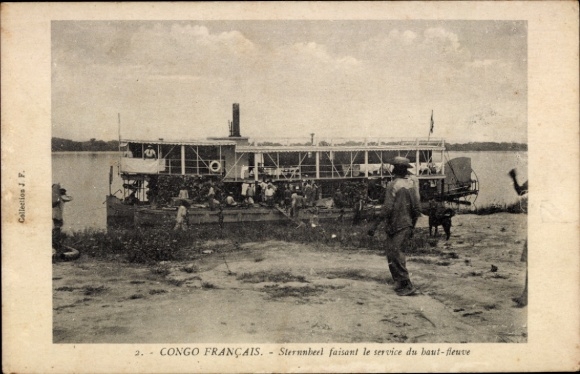 Postcard French Congo, Sternnbeel faisant le service du haut fleuve
