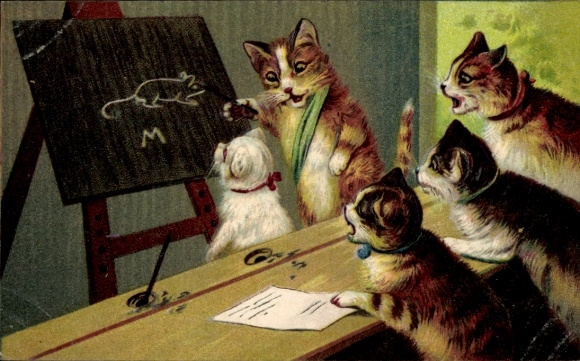 Artist Postcard Cats, pen, ink, tablet