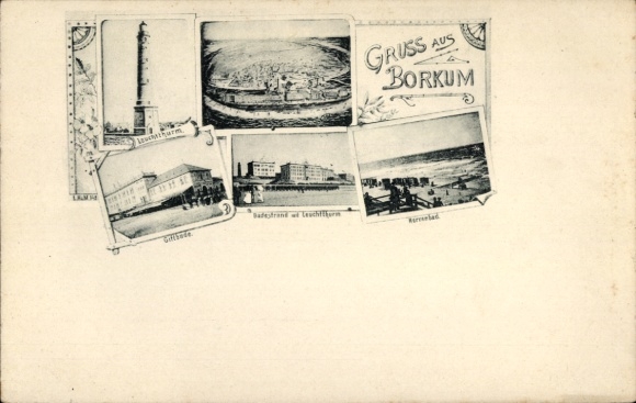 North Sea resort of Borkum in East Frisia, general view, lighthouse, gift shop