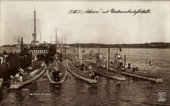 German warship, SMS Acheron, German submarines, submarine flotilla, U 13, U 5, U 11