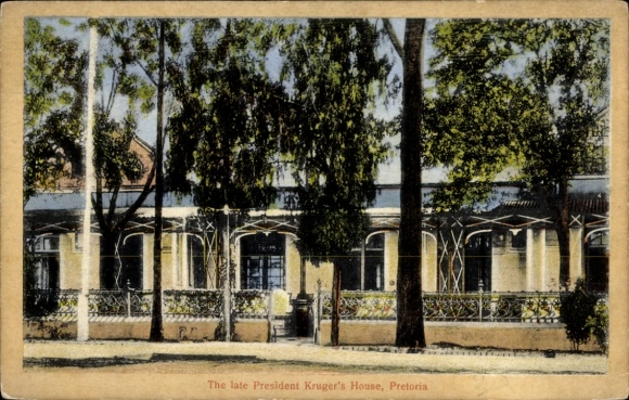 Postcard Pretoria South Africa, President Kruger's House, trees, garden,