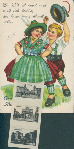 Leporello Postcard Munich, Karlstor, Siegestor, Sendlingertor