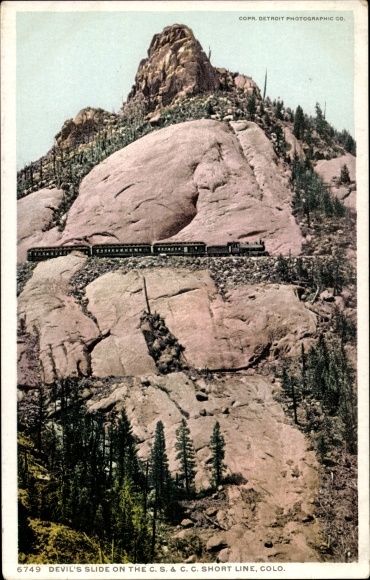 Postcard Colorado United States, Devil's Slide on the CS CC Short Line