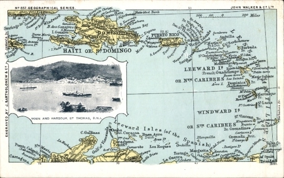 Maps Postcard Saint Thomas Virgin Islands American Virgin Islands, Port