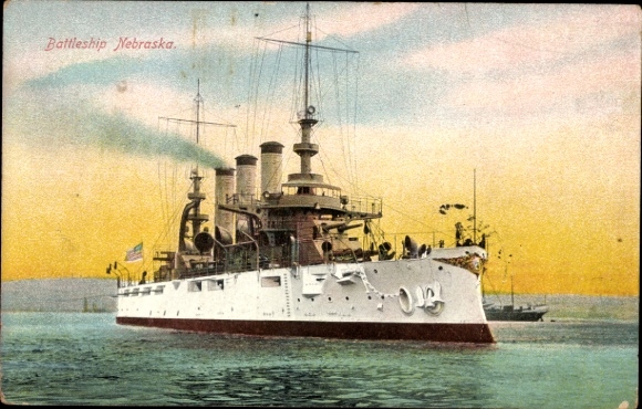 Postcard American warship Nebraska