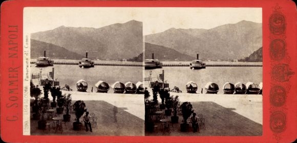 Stereo photo Como Lombardia, general view, Lake Como