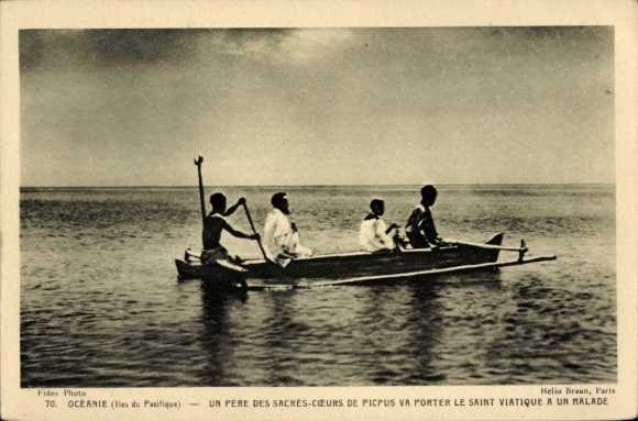 Postcard Oceania, Iles du Pacifique, Pere des Sacres Coeurs de Picpus