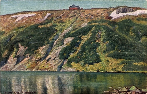 Artist Postcard Gutknecht Nebra, Karpacz Krummhübel Giant Mountains Silesia, Prince Heinrich Baude