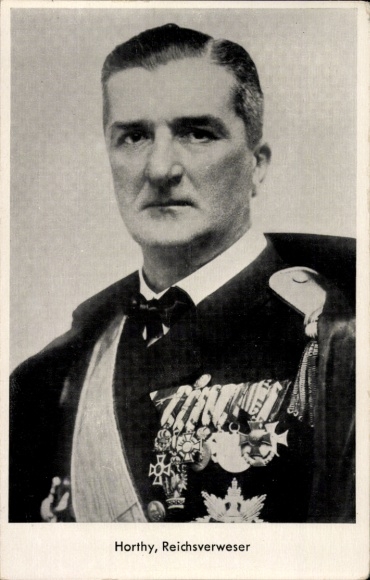 Postcard Admiral Miklos von Horthy, Regent of Hungary, portrait, order
