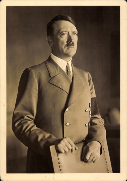 Adolf Hitler, Führer and Reich Chancellor, portrait in a suit, leaning on the back of a chair