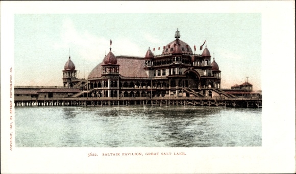 Postcard Utah USA, Great Salt Lake, Saltair Pavilion