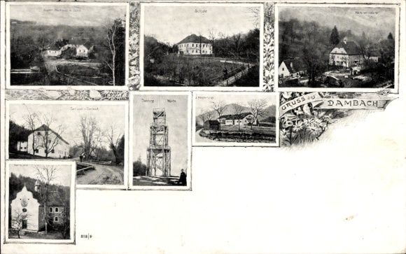 Dambach, Upper Austria, partial views, castle, church