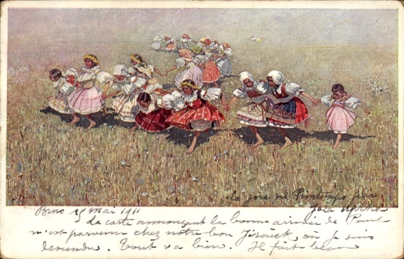 Artist Postcard Uprka, Joža, girl in traditional dress