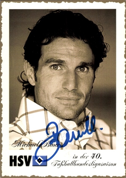 Autographed card of footballer Michael Baur, Hamburger SV, autograph