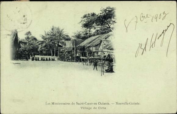 Postcard Papua New Guinea, Missionaries of the Sacred Heart in Oceania, Ciria Village
