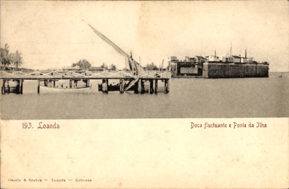 Postcard Luanda Loanda Angola, pier, port