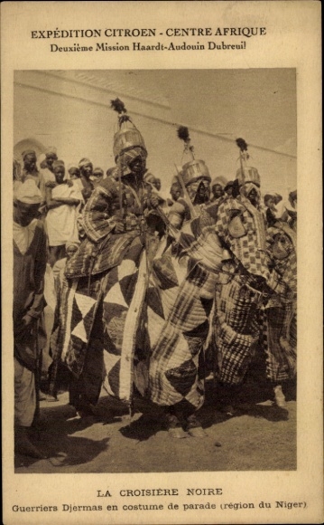 Postcard Niger, Croisiere Noire, Djerma warriors in parade costume