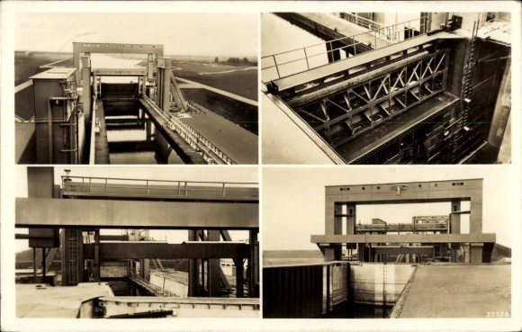 Rothensee station, Magdeburg on the Elbe River, ship lift, trough, hollow cylinder, float