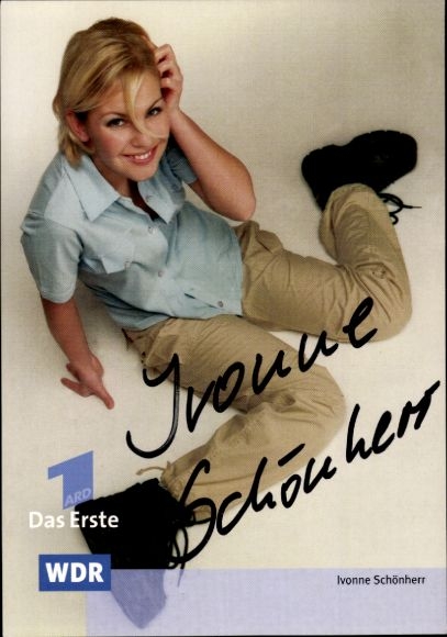 Postcard actress Ivonne Schönherr, portrait, autograph, WDR