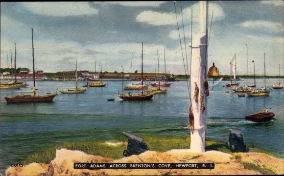 Postcard Newport Rhode Island USA, Fort Adams opposite Brentons Cove