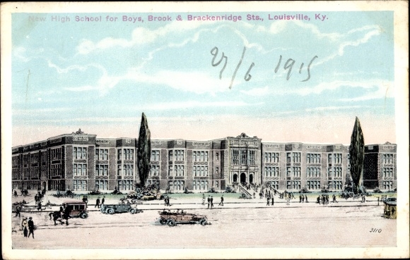 Postcard Louisville Kentucky USA, New Boys High School, Brook and Brackenridge Streets