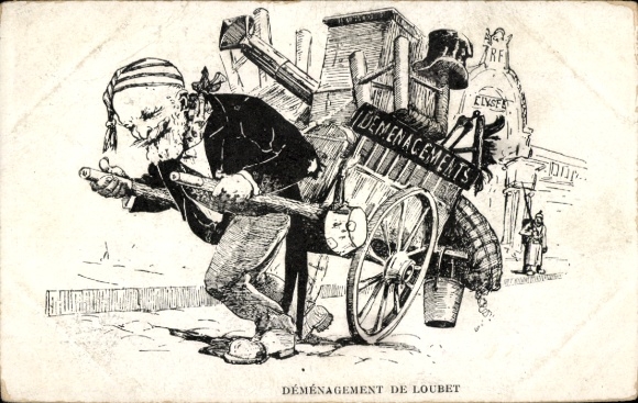 Postcard Demenagement de Loubet, caricature