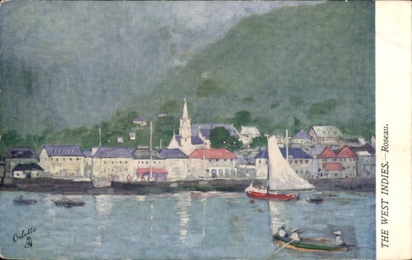 Artist Postcard Roseau Dominica, town view