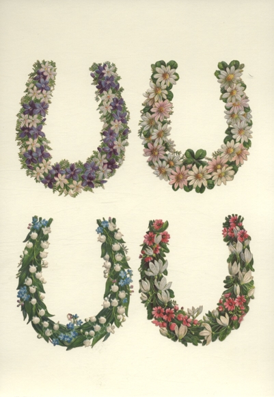 4 wafer horseshoes decorated with flowers, size approx. 10 x 8.5 cm each