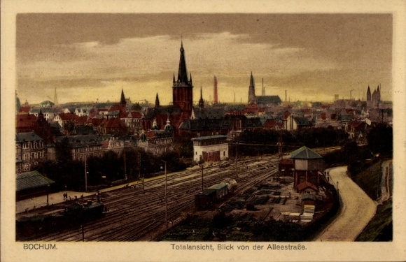 Bochum in the Ruhr area, panoramic view, Alleestraße, cityscape, railway tracks