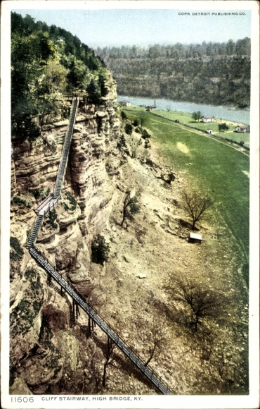 Postcard High Bridge Kentucky USA, Cliff Stairway