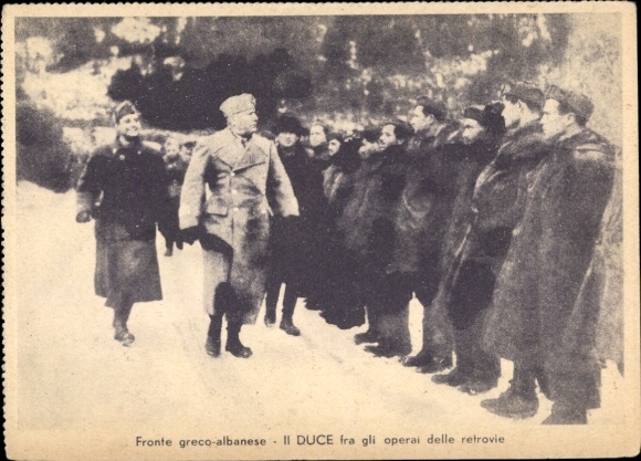 PC Duce Benito Mussolini, visit to the Greek-Albanian front, Italian ...