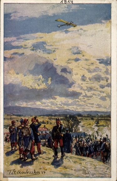 Artist Postcard Eckenbrecher, T. von, Shooting of a German pigeon, Air Fleet Association