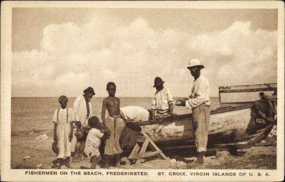Postcard Frederiksted Saint Croix US Virgin Islands, Fishermen of the Beach