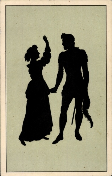 Paper cutting artist Postcard Konewka, Paul, art warden no. 38, Lysander and Hermia