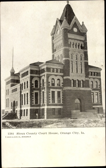 Postcard Orange City Iowa, Sioux County Court House