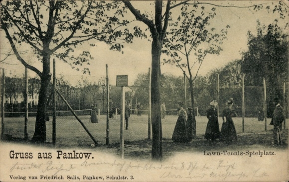 Postcard Berlin Pankow, Lawn Tennis Court