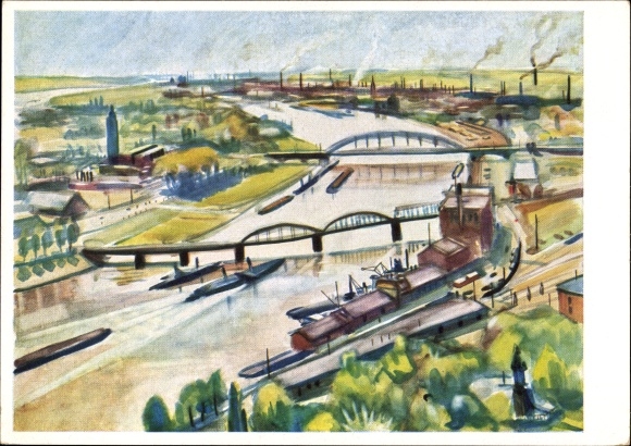 Artist PC Querfeld, Herbert, Magdeburg, Elbe seen from the cathedral