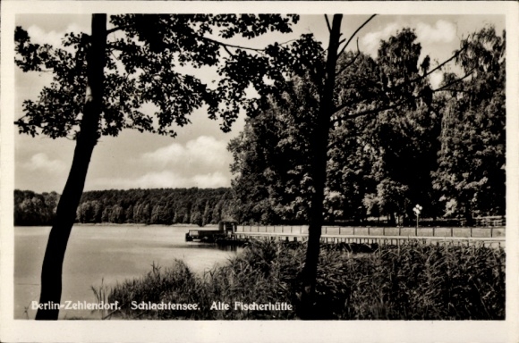 Postcard Berlin Zehlendorf, Schlachtensee, Alte Fischerhütte