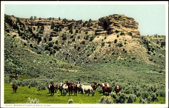 Postcard Utah United States, scene at Castle Rock