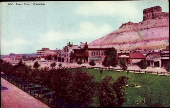 Postcard Green River Wyoming USA, City View