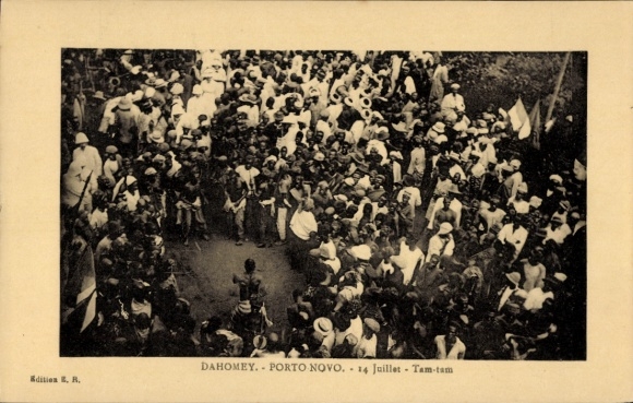 Postcard Porto Novo Dahomey Benin, July 14 Tam-tam