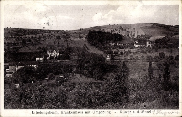 Postcard Ruwer Trier on the Moselle, recreation center, hospital, surroundings, Ruwer ad Mosel