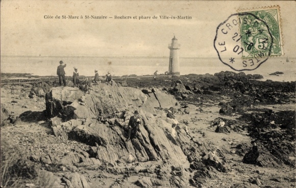 CPA Côte de St-Mare à St-Nazaire, Rochers et phare